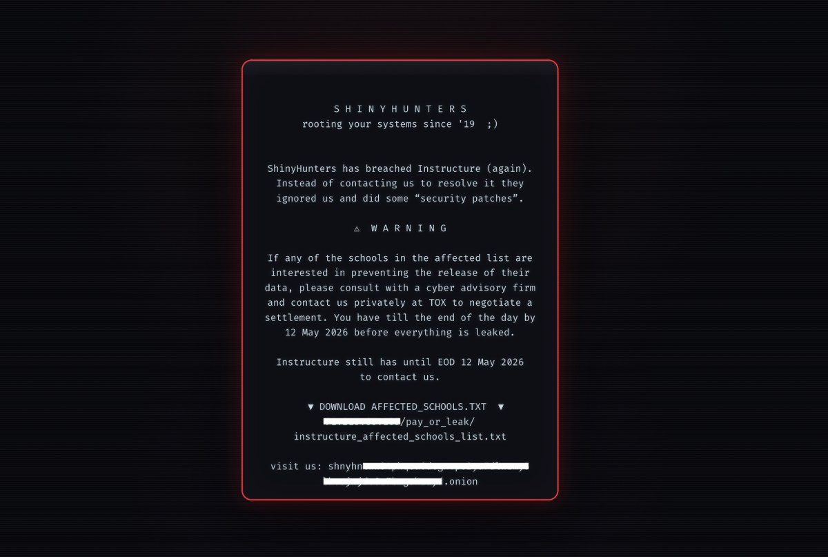Cybercriminal Group ShinyHunters Targets Educational Platforms with Login Page Defacement